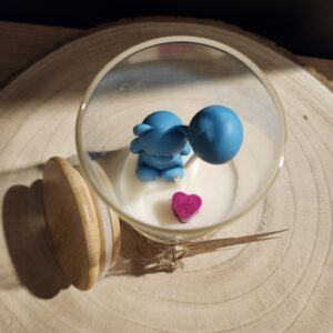 bougie pot petit ourson bleu